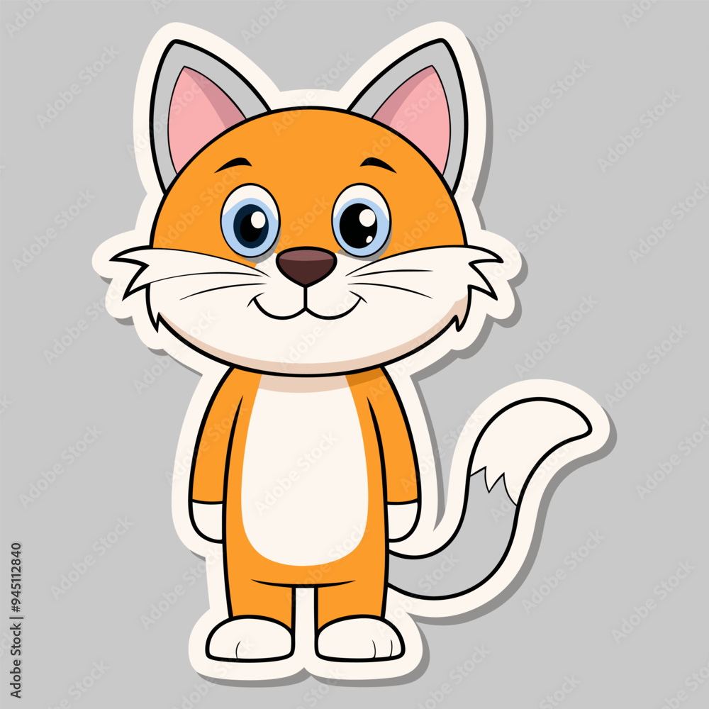 Cute sticker with cute cat vector Cute sticker with cute cat vector