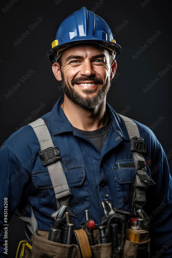 generated illustration portrait of a technician wearing a protective helmet generated illustration portrait of a technician wearing a protective helmet