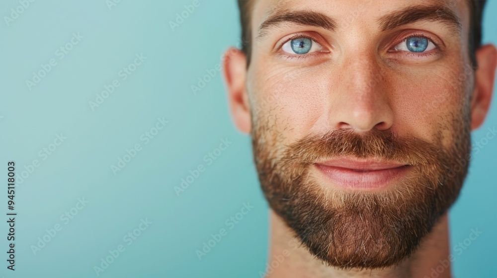 Fototapeta premium Specialized skincare solutions for men with sensitive skin featuring premium grooming products in a deep depth of field portrait Nourishing soothing and rejuvenating formulas for a refined