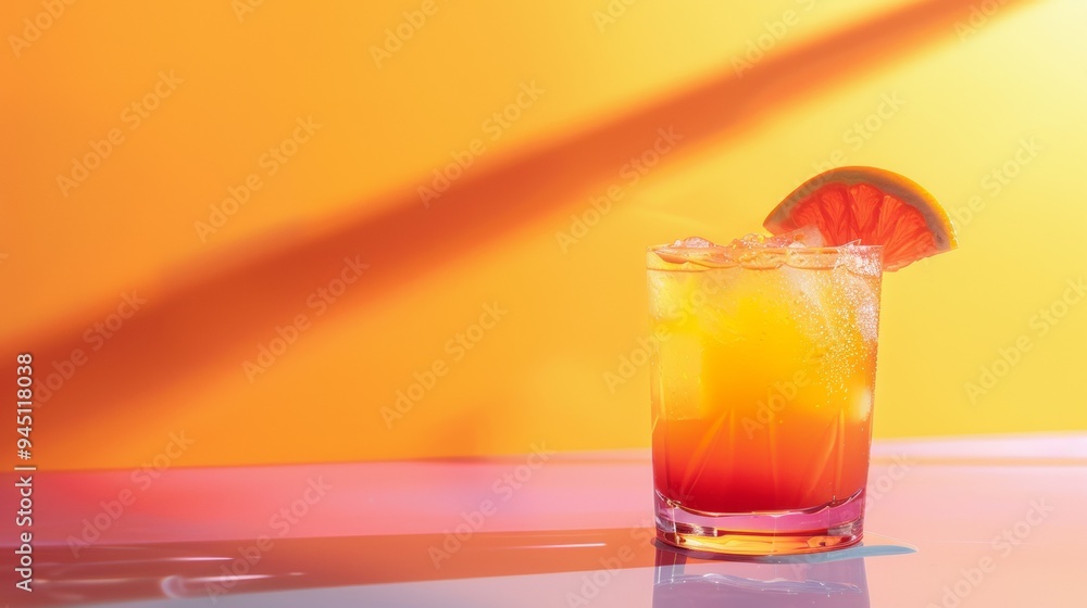 Refreshing citrus cocktail with a slice of orange in bright light. Great for summer drink menus, party invitations, and beverage branding. Refreshing citrus cocktail with a slice of orange in bright light. Great for summer drink menus, party invitations, and beverage branding.