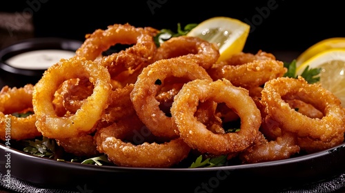 Hispanic Heritage Month Delight: Crispy Golden Calamari with a Zesty Lemon Garnish