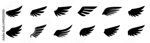 Wing icon set. Wing vector. Collection wings badges. Wing logo Vector illustration.