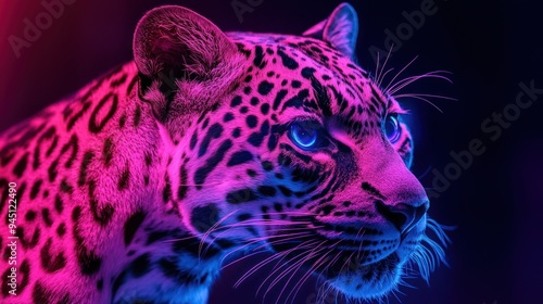 Leopard in Neon Lights