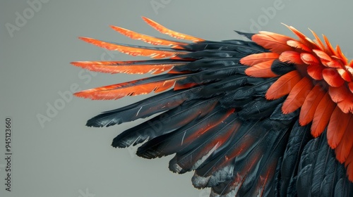 Black and Orange Bird Feathers
