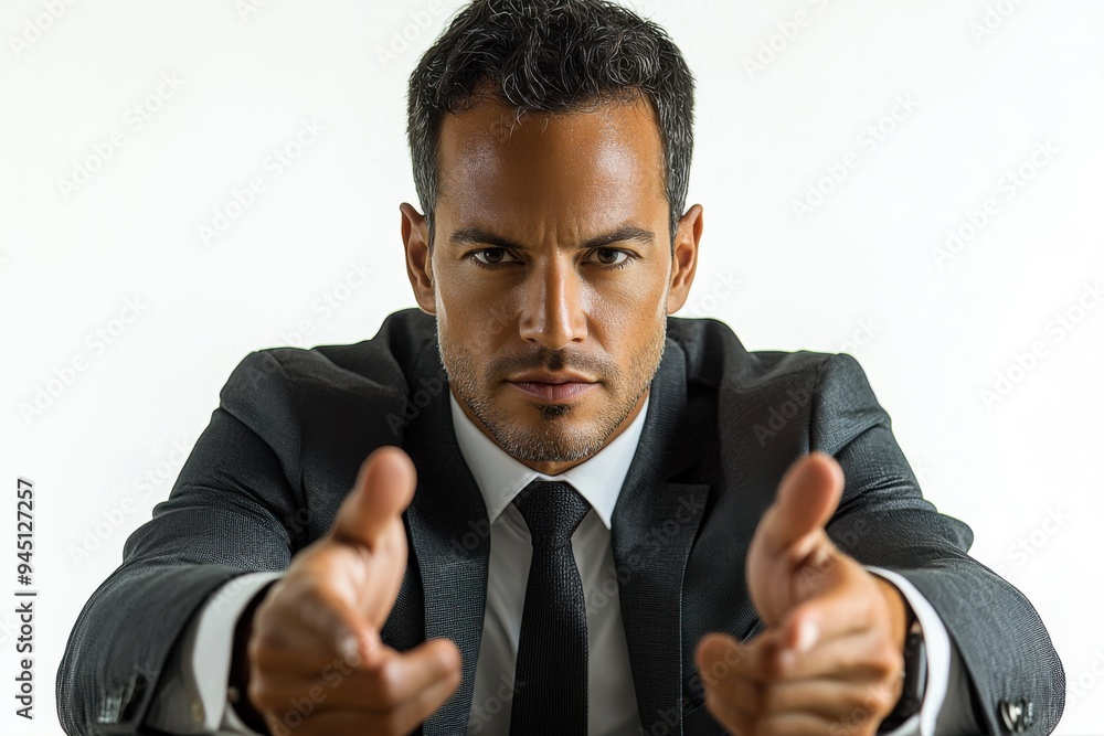 Confident Businessman Pointing. Confident Businessman Pointing.