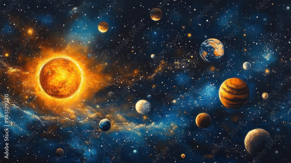 A set of round space planets of the solar system and Earth,sun the Moon,solar system objects for educational projects,hand painted planets and moons, satellites,watercolor painting in galaxy. A set of round space planets of the solar system and Earth,sun the Moon,solar system objects for educational projects,hand painted planets and moons, satellites,watercolor painting in galaxy.