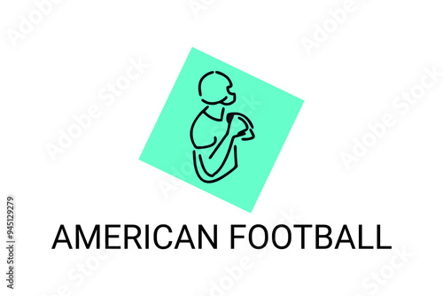 American football sport vector line icon. American football player. sport pictogram, vector illustration.