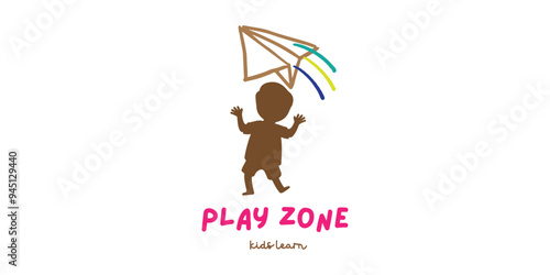 kids playground and kindergarten learning logo design 