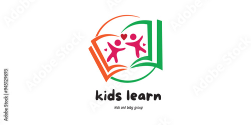 kids playground and kindergarten learning logo design 