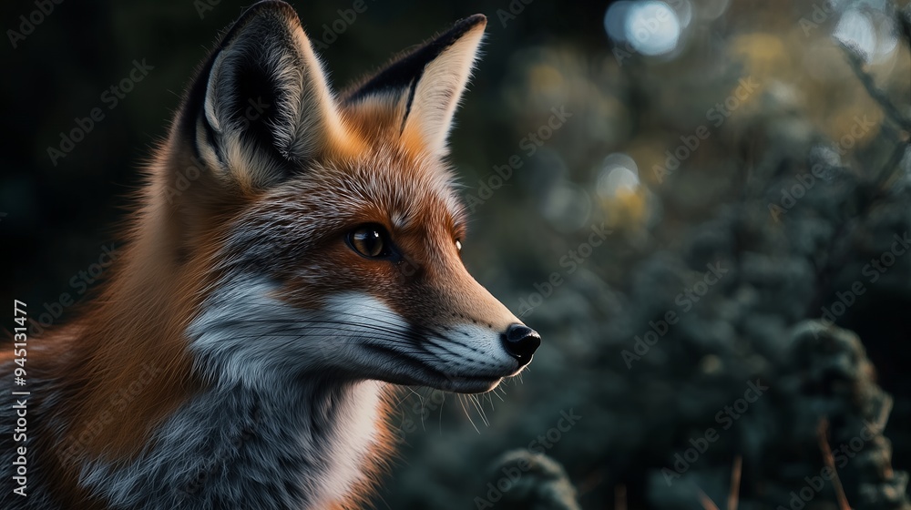 A close-up of a fox in a natural setting, showcasing its features and fur texture. A close-up of a fox in a natural setting, showcasing its features and fur texture.