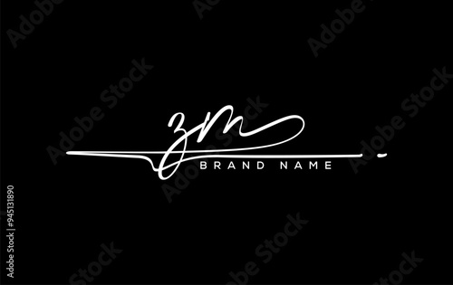 ZM letter beauty handwriting vector logo. photo