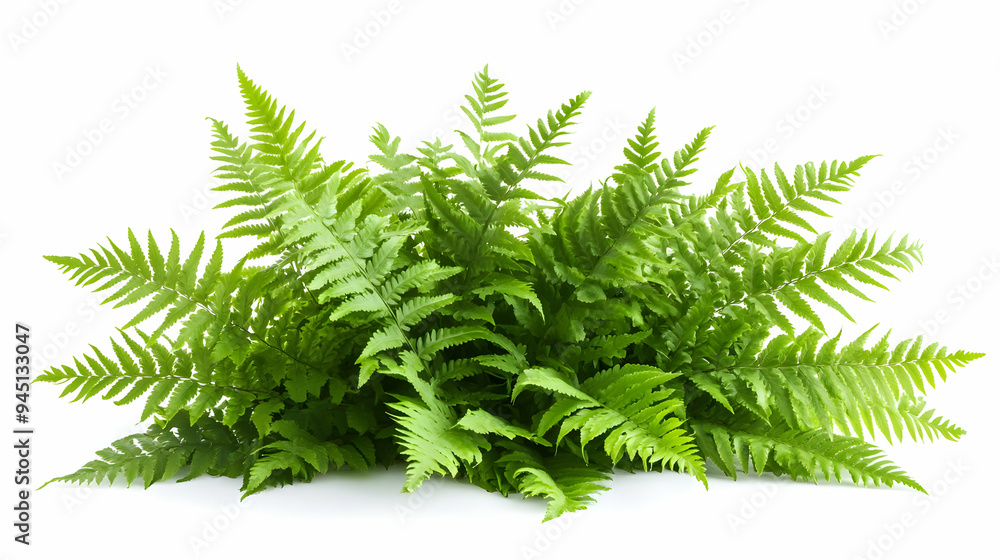 Lush Green Fern Plant Foliage Isolated on White Background Lush Green Fern Plant Foliage Isolated on White Background