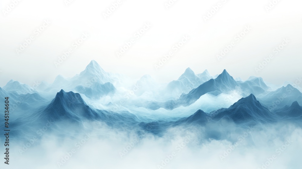 Abstract Mountain Landscape with Fog and Clouds Abstract Mountain Landscape with Fog and Clouds