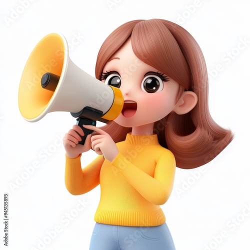 3d woman with megaphone