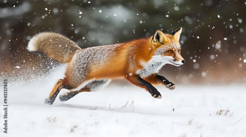 Red Fox Running Through the Snow Red Fox Running Through the Snow