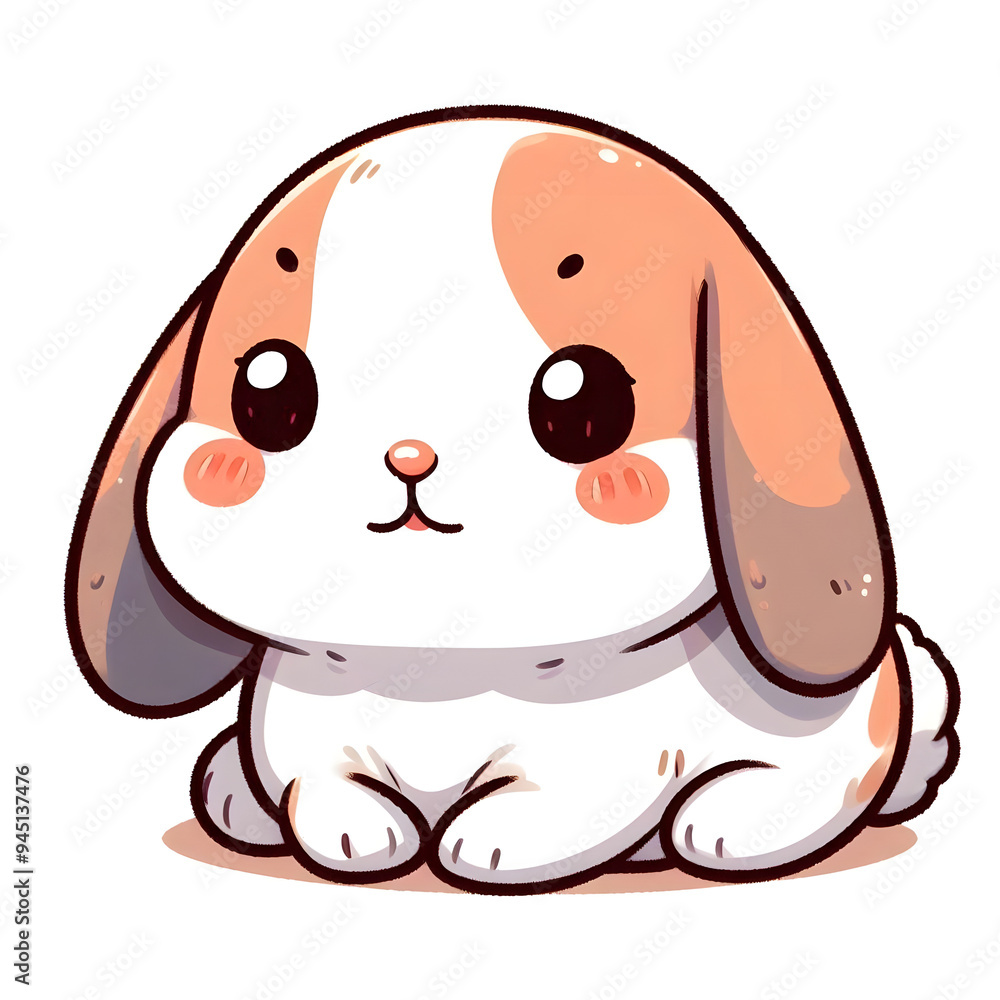 Fototapeta premium 흰 배경, 롭이어, 일러스트 (white background, lob bunny, illustration)
