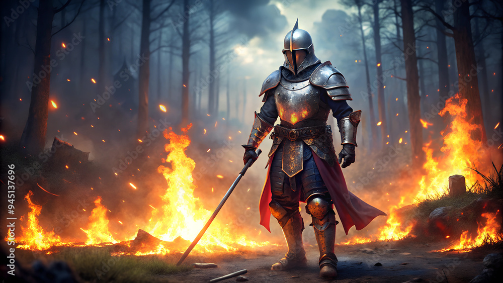 Fototapeta premium Knight in Fire.