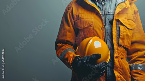 Close-up of a Construction Worker Holding a Hard Hat
