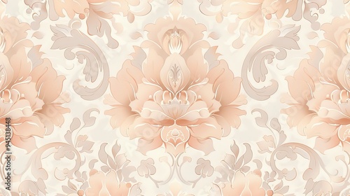 Wallpaper Mural A sophisticated damask pattern in soft pastel colors, featuring intricate floral motifs and elegant scrolls Torontodigital.ca