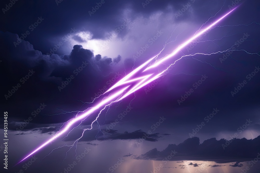 Vivid Purple Lightning in a Dark Storm Stunning Energy Surge and Illumination Effect