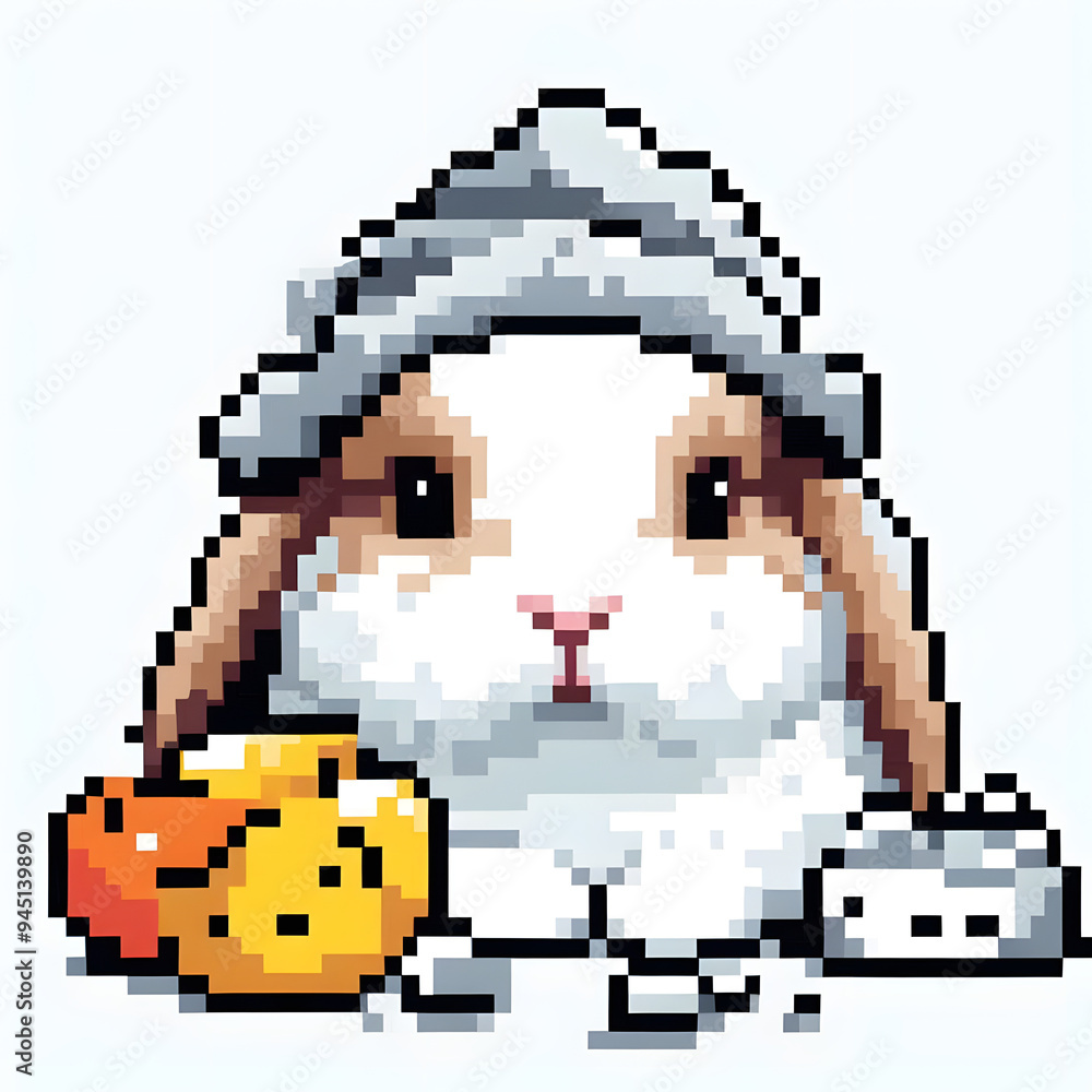 흰 배경, 롭이어, 픽셀아트 (white background, lob bunny, pixel art) 흰 배경, 롭이어, 픽셀아트 (white background, lob bunny, pixel art)