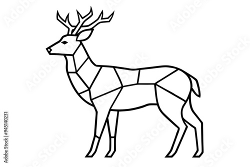 deer stained glass design vector illustration on white background