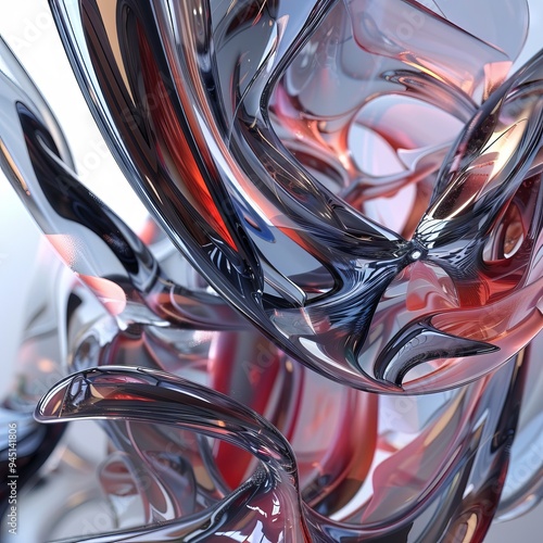 Abstract Glass-Like Flowing Shapes on a Light Background