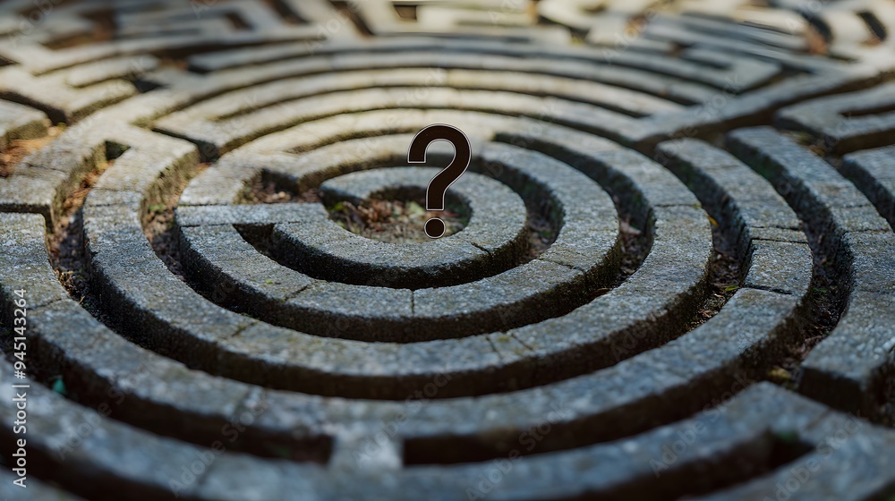 Question Mark in the Center of a Stone Maze Question Mark in the Center of a Stone Maze