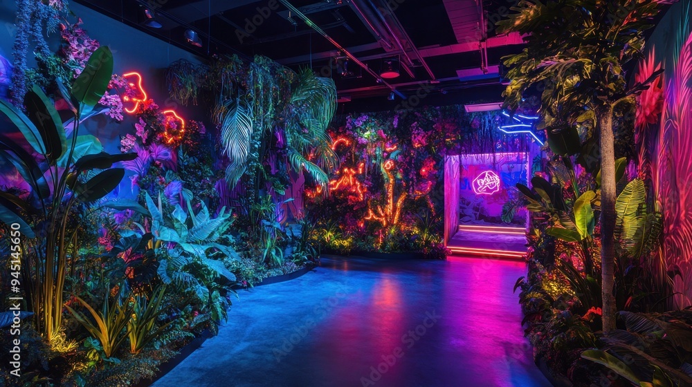 Fototapeta premium Neon Jungle Installation