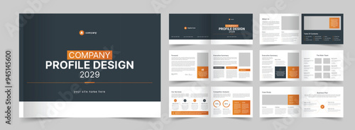 Landscape Company Profile Layout, Annual Report, Business Template