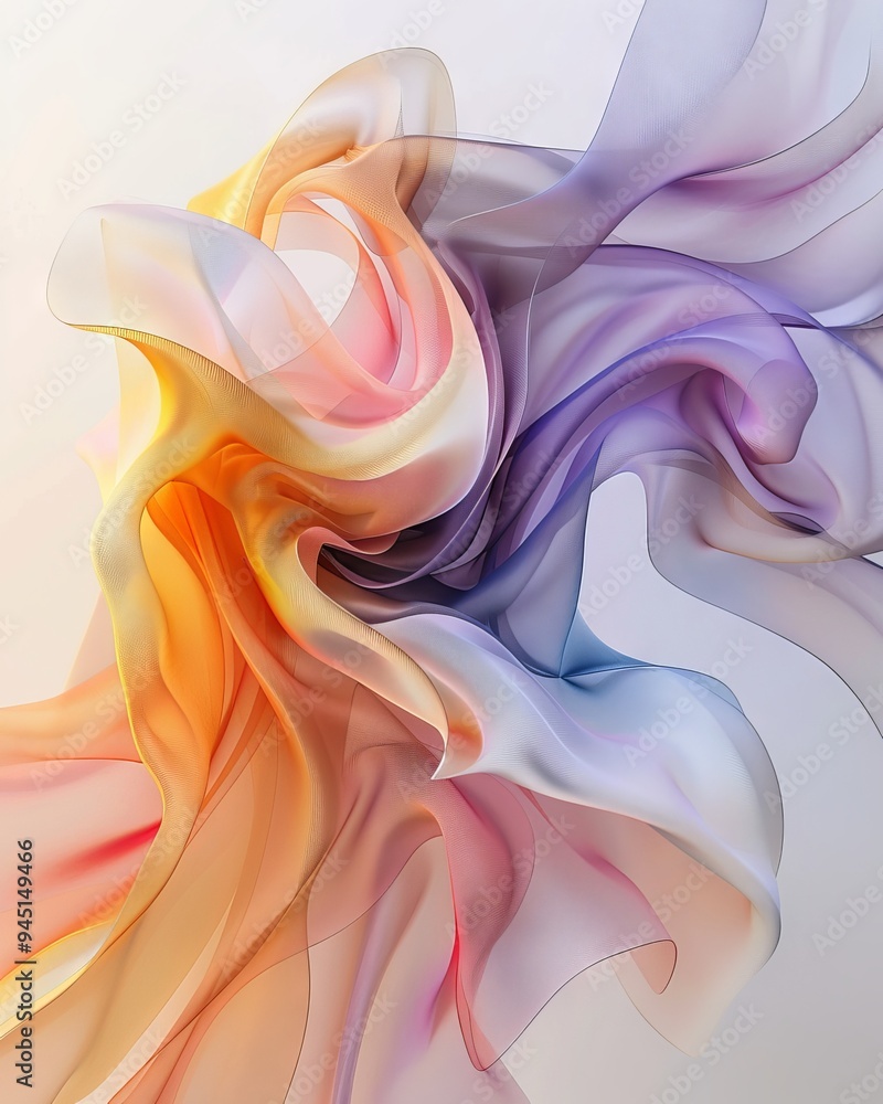 Fototapeta premium Abstract Flowing Fabric with Soft Multicolored Translucent Waves