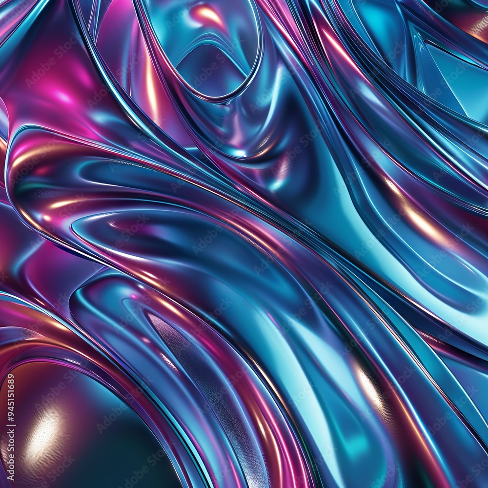 Vibrant Abstract Metallic Waves with Iridescent Colors Vibrant Abstract Metallic Waves with Iridescent Colors