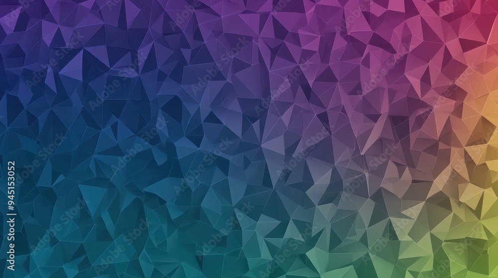 A vibrant abstract background featuring colorful geometrical shapes in blue, purple, green, and yellow tones.