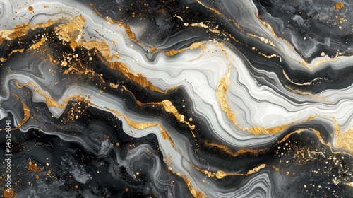 Wallpaper Mural Abstract Black, White, and Gold Swirling Pattern Torontodigital.ca