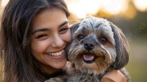 Portrait of a senior woman smiling at the beach with her dog