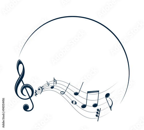 The stylized frame with music notes.
