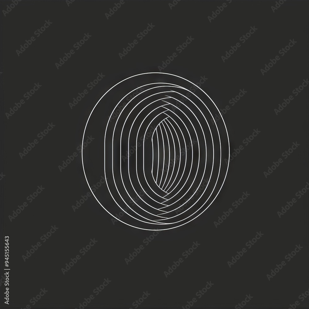 Minimalist Geometric Crescent Moon with Line Art on Black Background Minimalist Geometric Crescent Moon with Line Art on Black Background