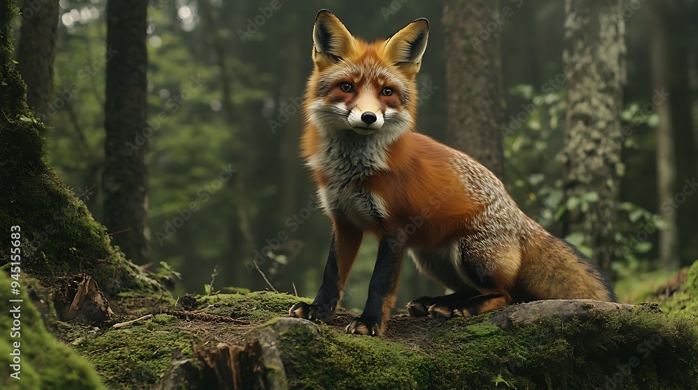 Red Fox in a Misty Forest Red Fox in a Misty Forest