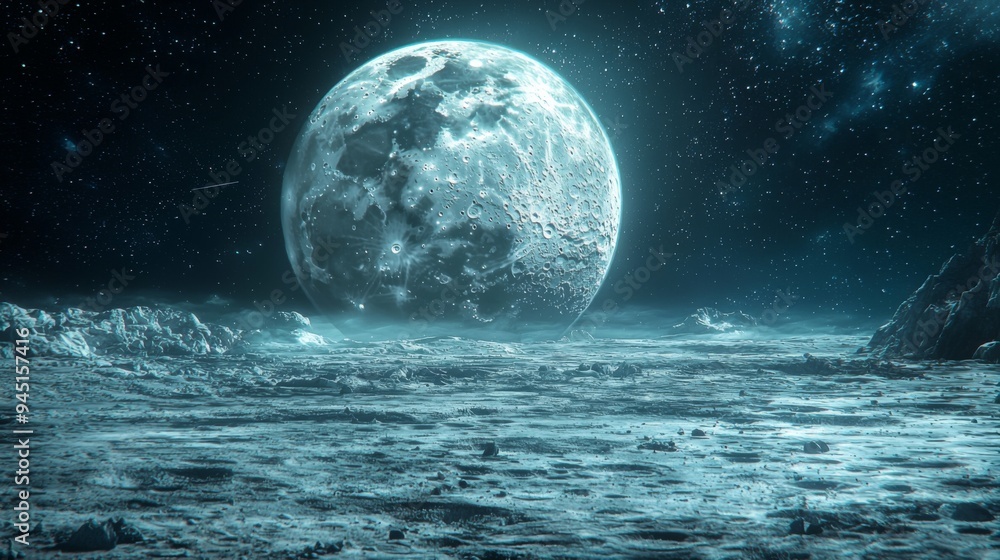Observation of the moon from an advanced space station, detailed and futuristic view Observation of the moon from an advanced space station, detailed and futuristic view
