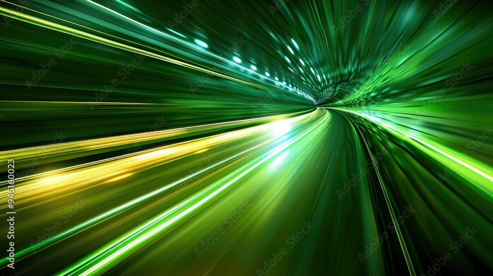 Abstract Green and Yellow Light Streaks in a Tunnel Abstract Green and Yellow Light Streaks in a Tunnel