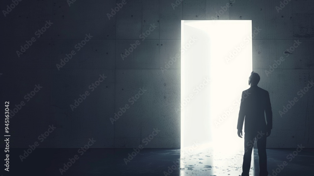 Fototapeta premium a CEO unlocking a door to a bright white light