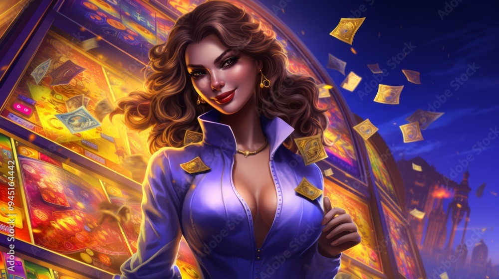 Beautiful Caucasian Woman Posing In Prestige Casino. Neural network ai generated art Beautiful Caucasian Woman Posing In Prestige Casino. Neural network ai generated art