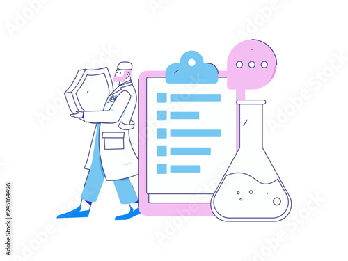 Doctor examines patient flat vector concept operation hand drawn illustration
