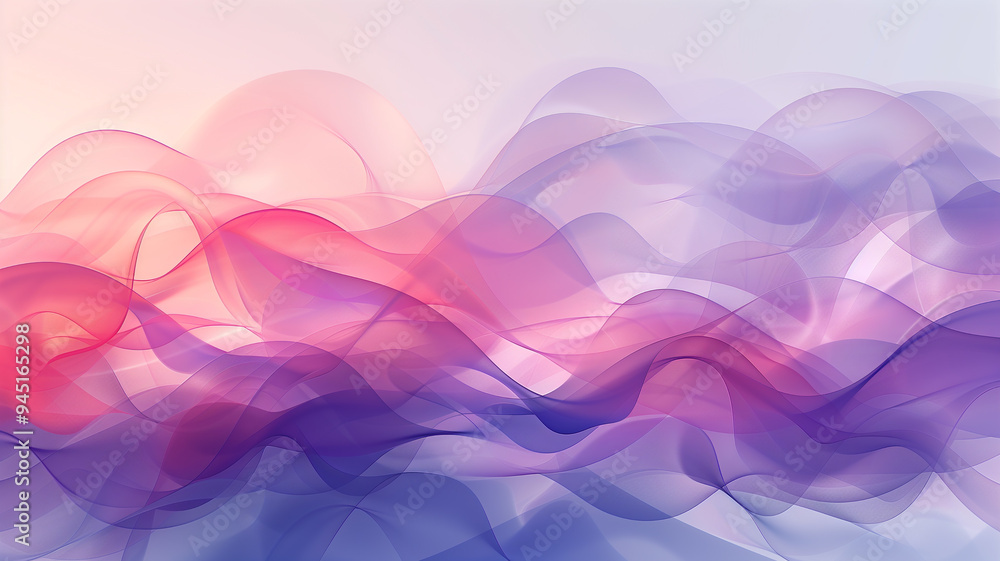 A dreamy and abstract composition with soft, flowing lines in pastel pink and blue accents.