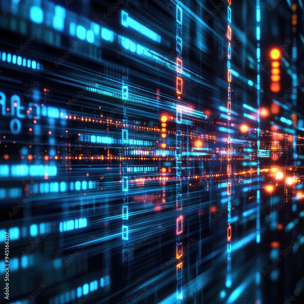 Digital telecommunication networks, highlighting data packets, binary code, and digital signals in motion. Digital telecommunication networks, highlighting data packets, binary code, and digital signals in motion.