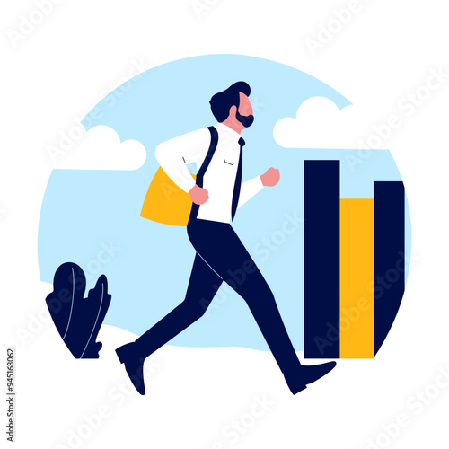 Employee Businessman Man Running Fast Go to Work