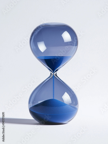 A modern hourglass with blu...