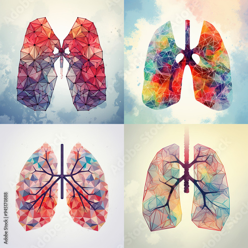 lungs medical icon illustration geometric style