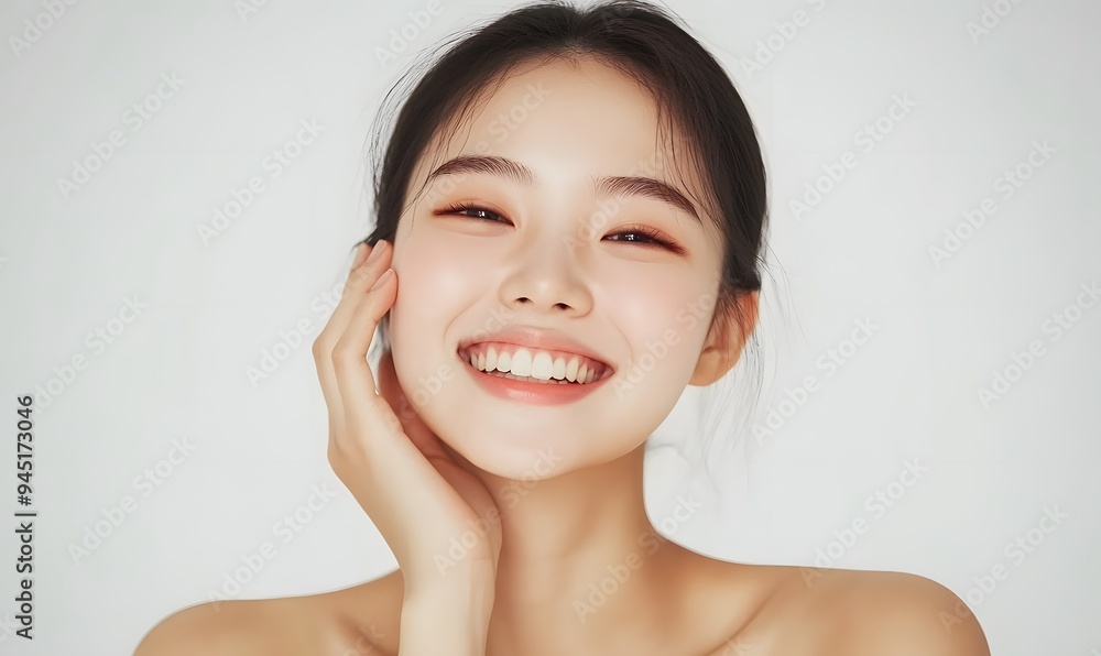 Natural beauty portrait of a young Korean woman with flawless skin and a radiant smile, Generative AI Natural beauty portrait of a young Korean woman with flawless skin and a radiant smile, Generative AI