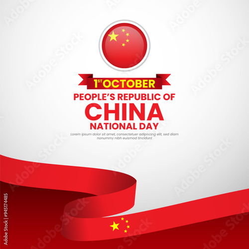 People’s Republic of China National Day banner background Design. Suitable for Poster, greeting card or banner for China. Vector Illustration